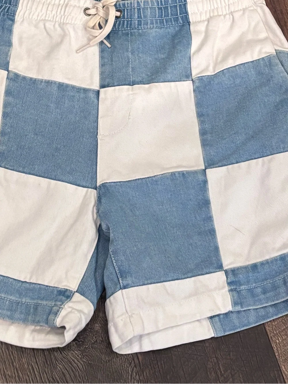 PacSun Blue and White Checkerboard Men’s Shorts in size Medium